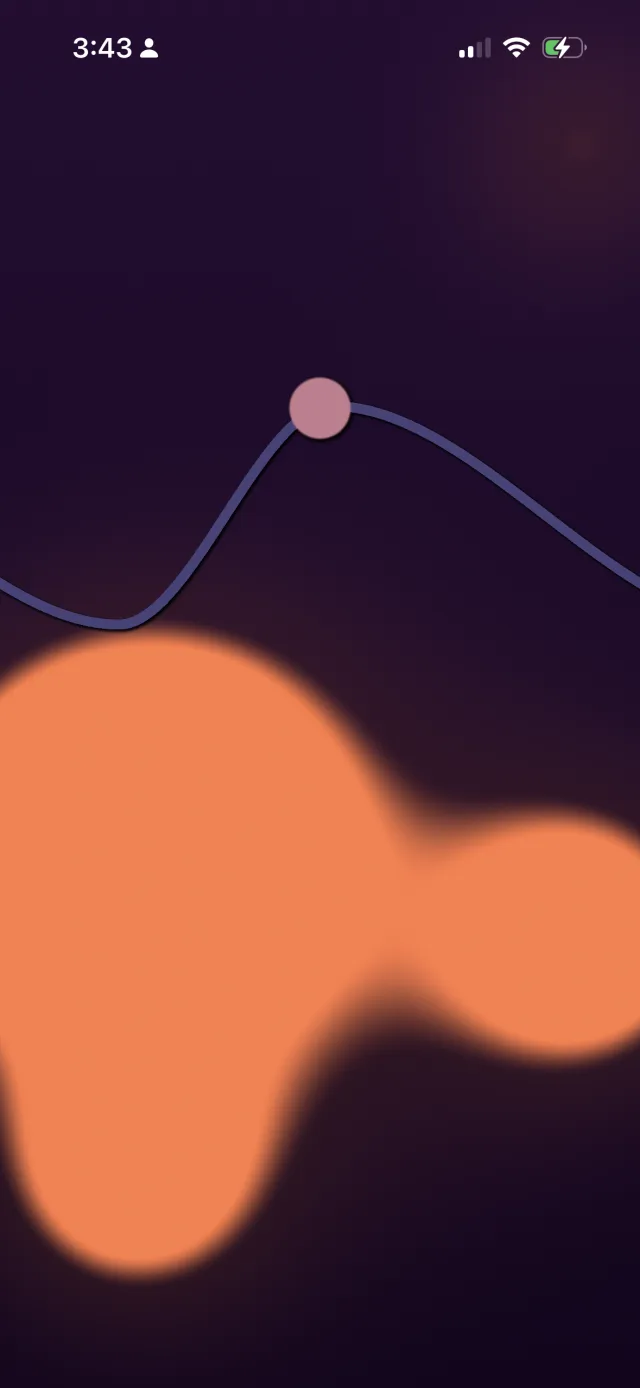 A flowing breathing curve over a warm lava lamp scene