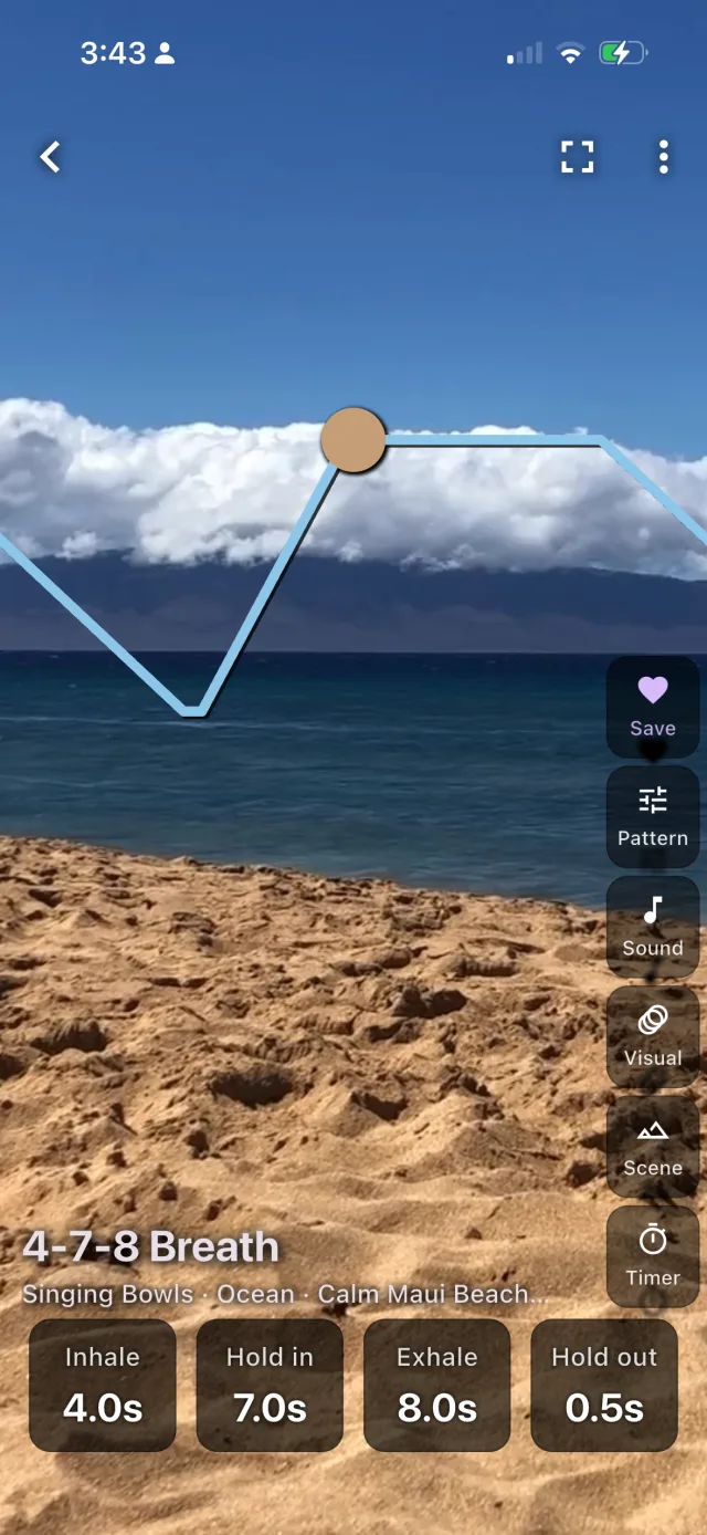 A 4-7-8 breathing session over a sunny Maui beach
